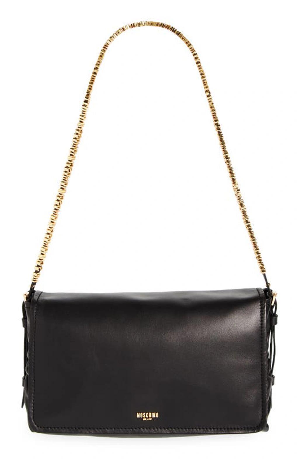 MOSCHINO Women's Medium Leather Shoulder Bag In Black Product Image