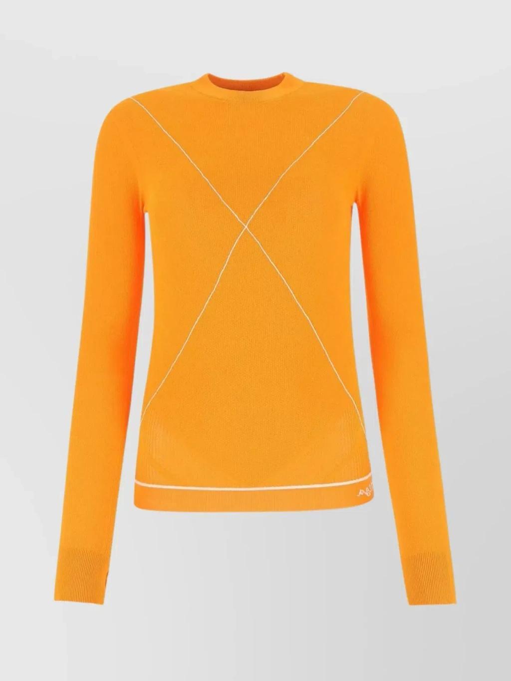 Crew Neck Sweater With Long Sleeves In Orange Product Image