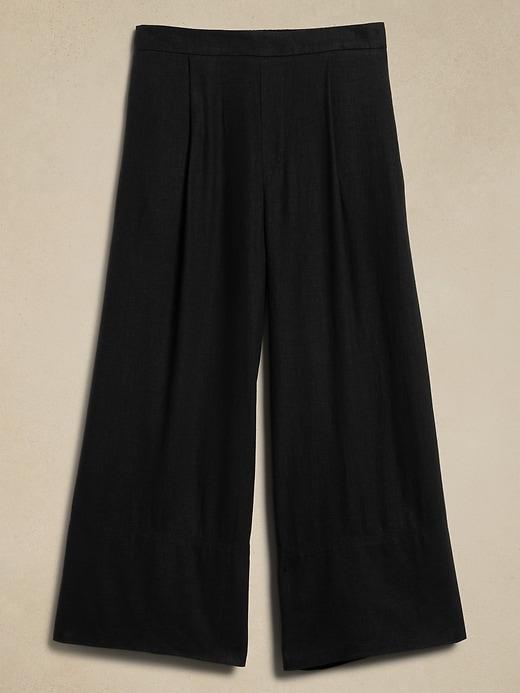 Linen-Blend Wide-Leg Crop Pant Female Product Image