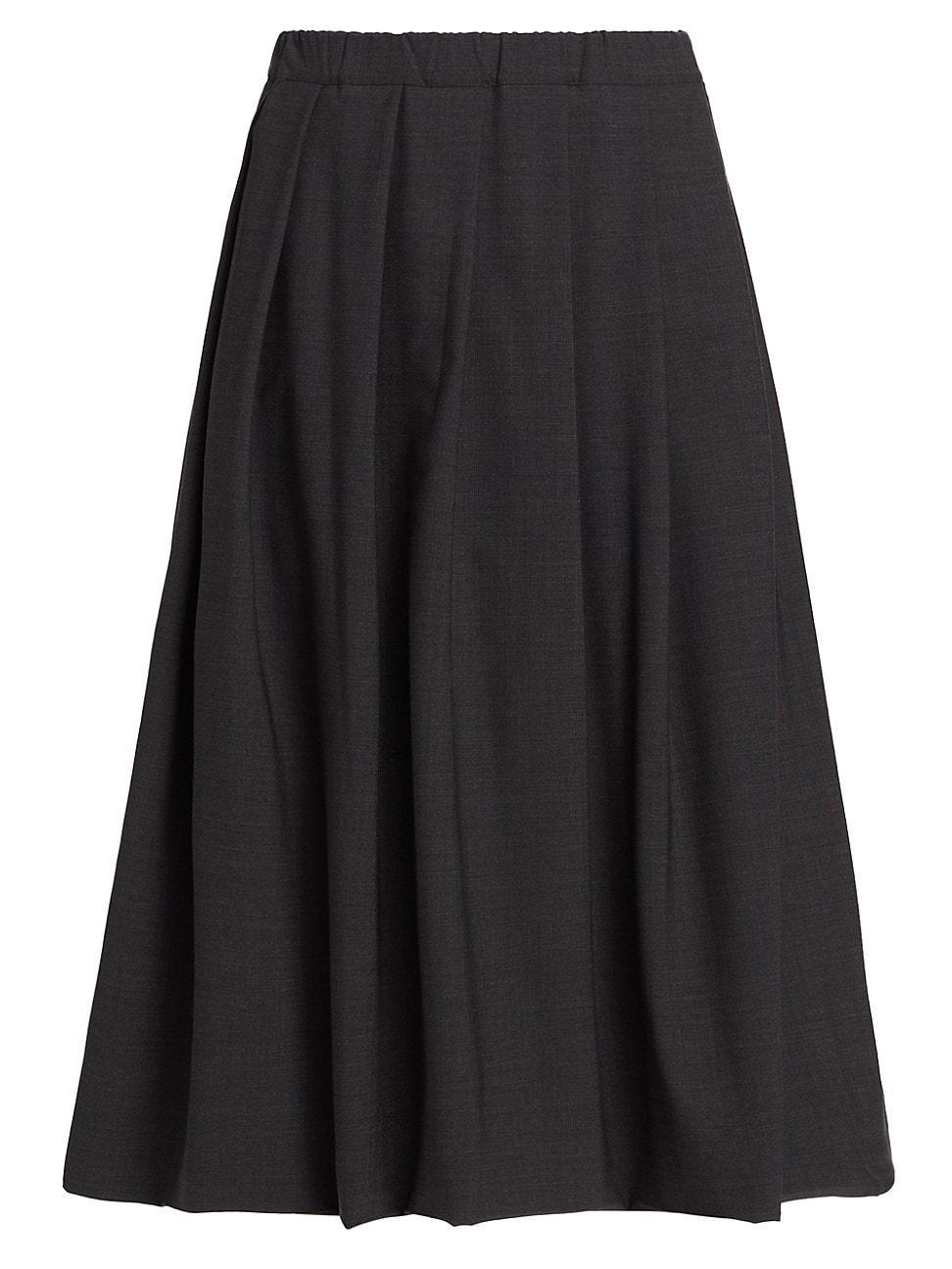 Womens Pleated Wool-Blend Midi-Skirt Product Image