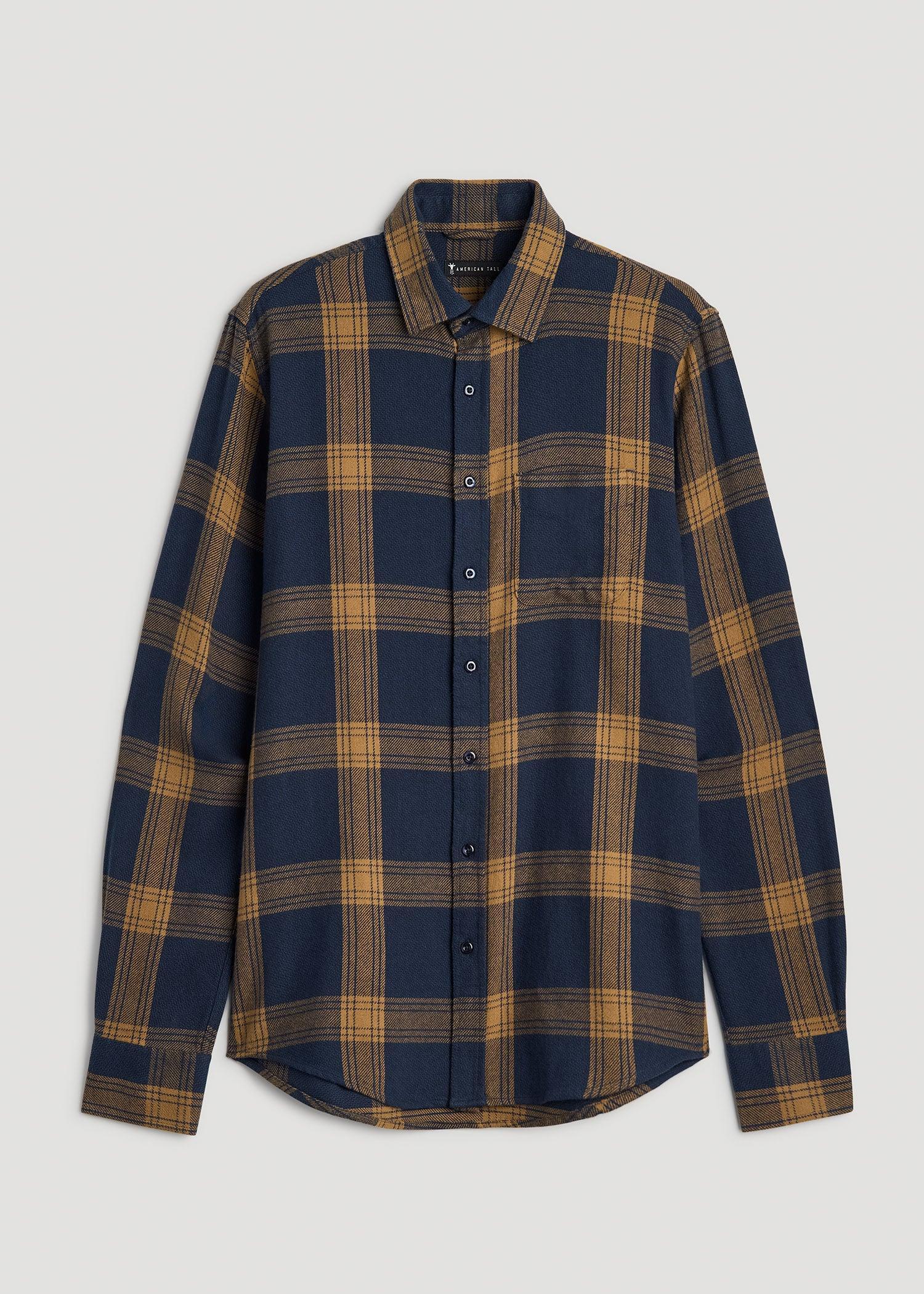 Nelson Flannel Shirt for Tall Men in Blue Tartan Product Image