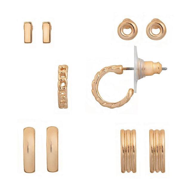 LC Lauren Conrad Gold Tone Clean Metal Nickel Free Earrings Set, Womens Product Image