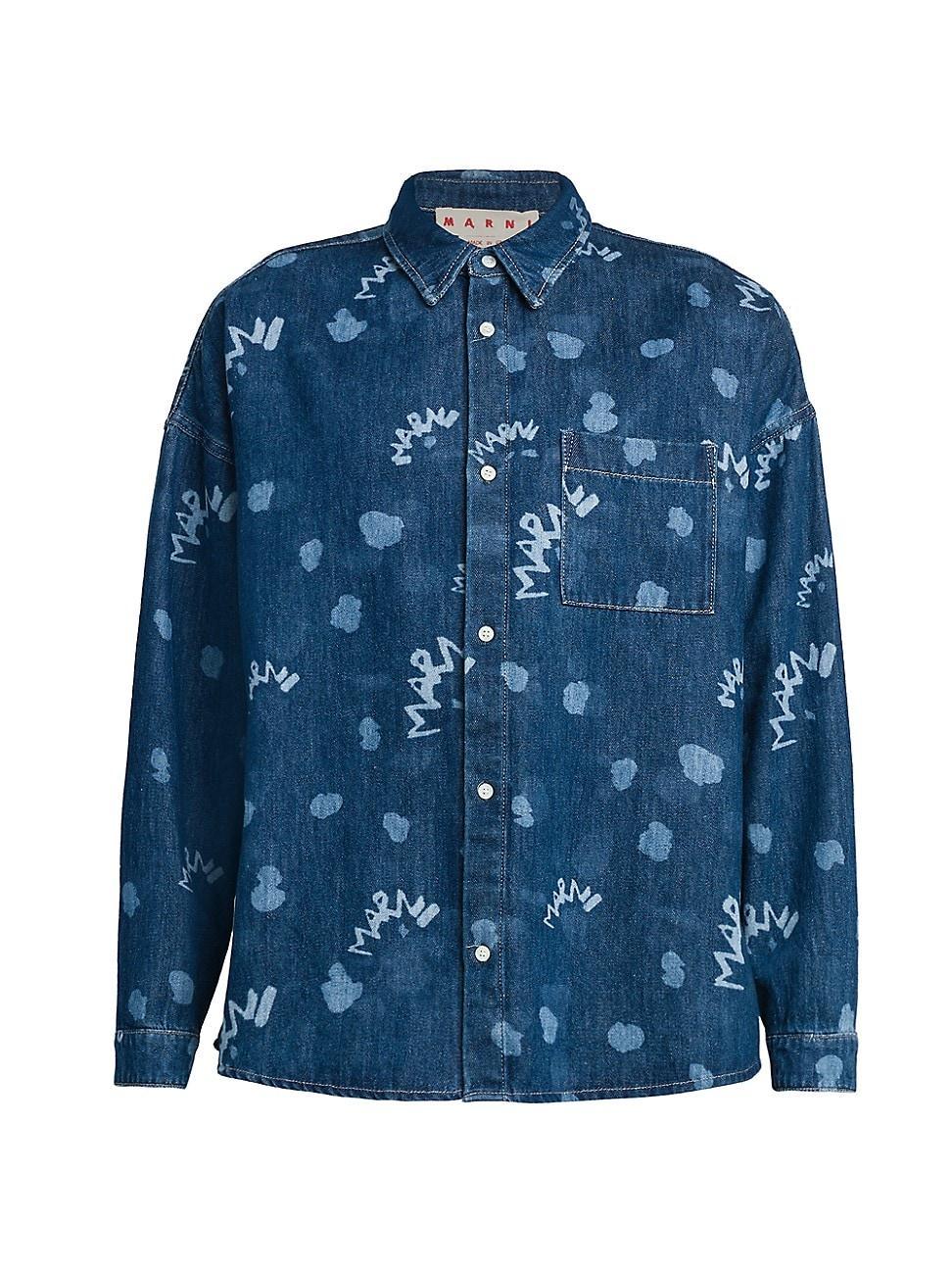 Mens Logo Denim Button-Up Shirt Product Image