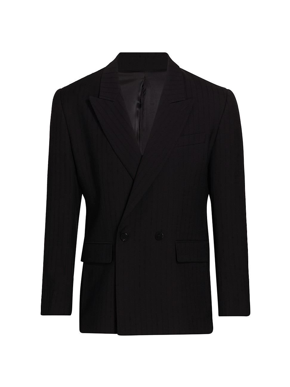 Mens Double-Breasted Pinstriped Blazer Product Image