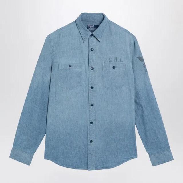 Classic-fit Indigo Chambray Shirt In Blue Product Image