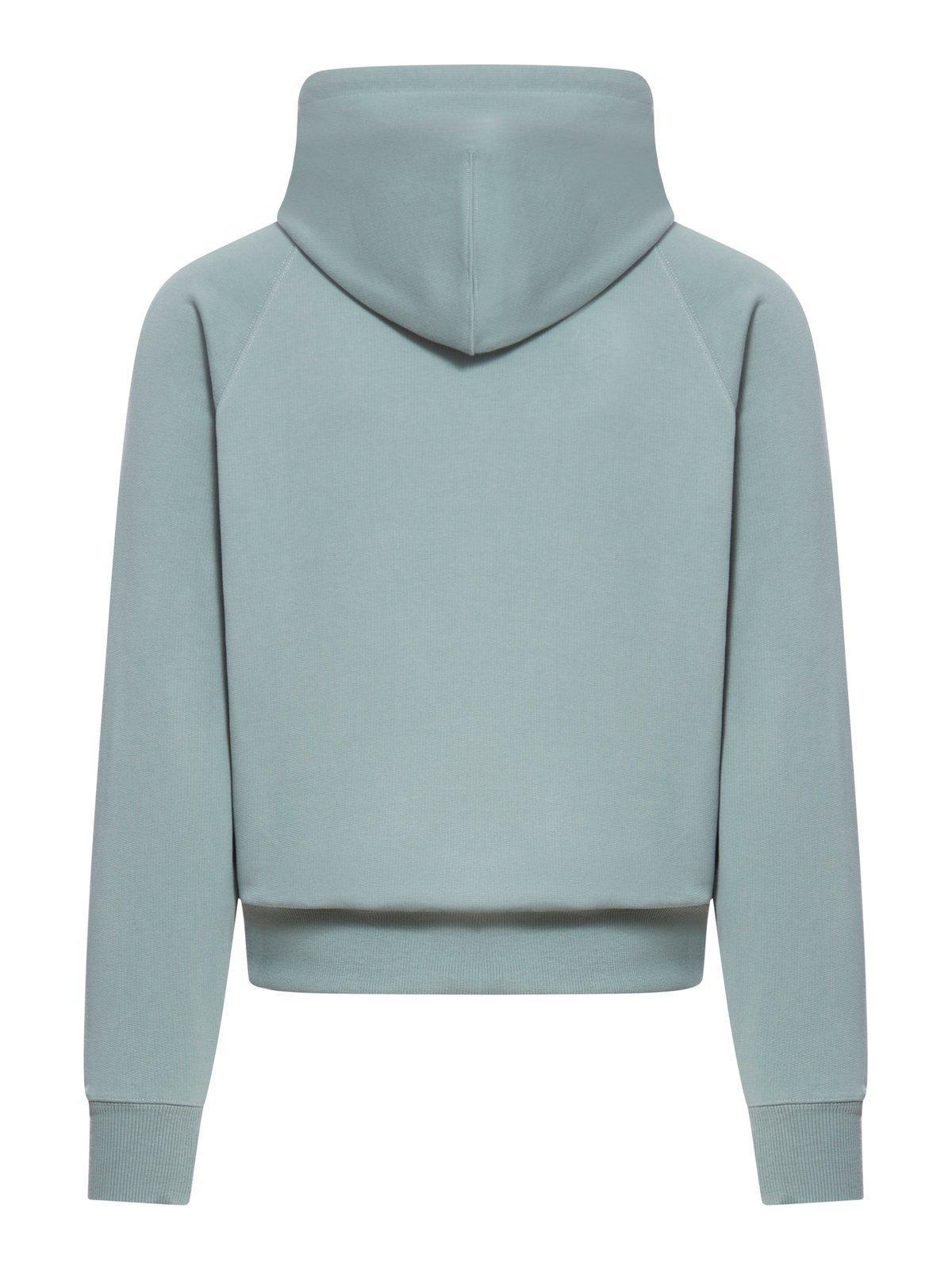 AMI ALEXANDRE MATTIUSSI Logo Print Boxy Cotton Blend Hoodie In Grey Product Image