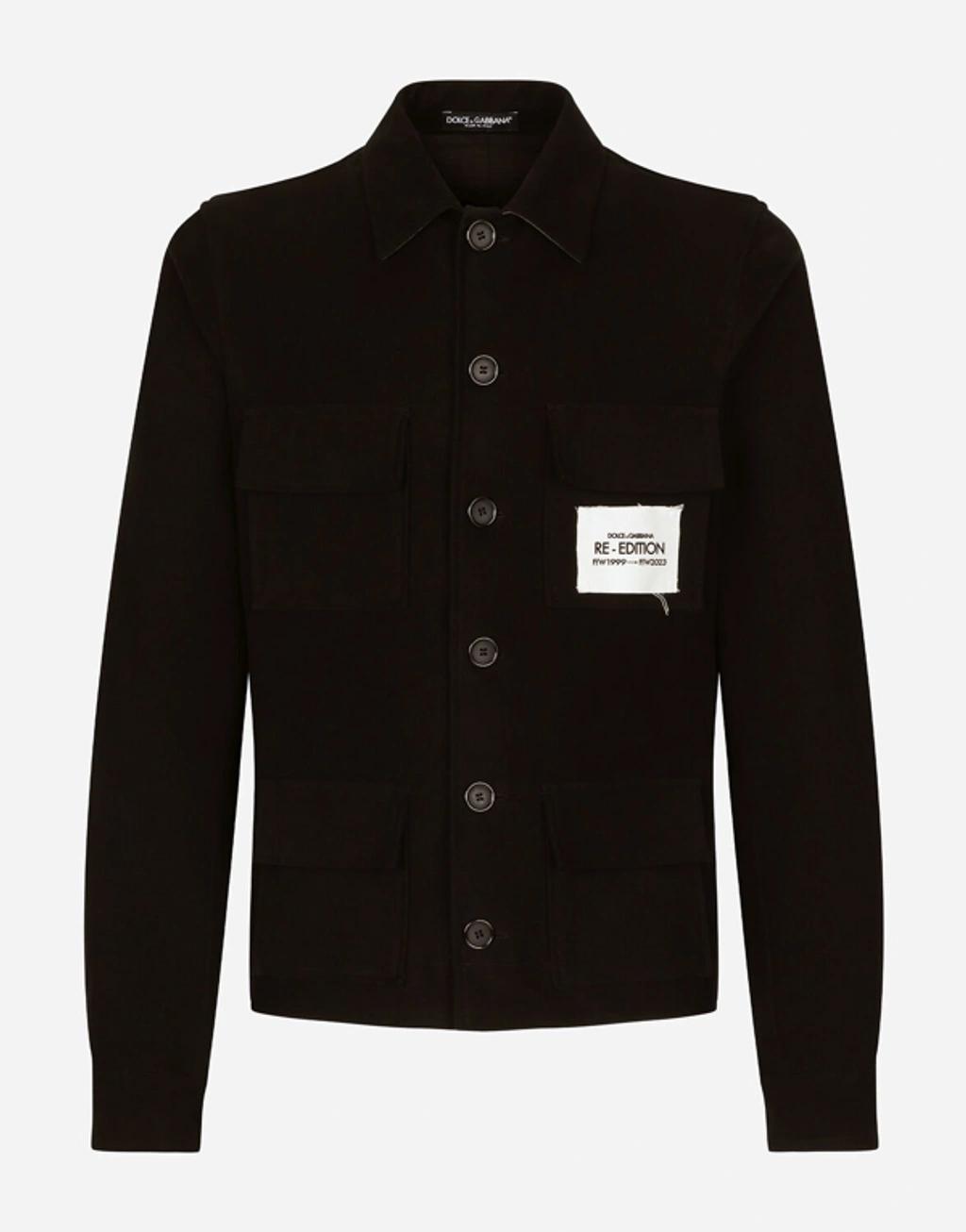 Multi-pocket Stretch Corduroy Sports Shirt In Black Product Image