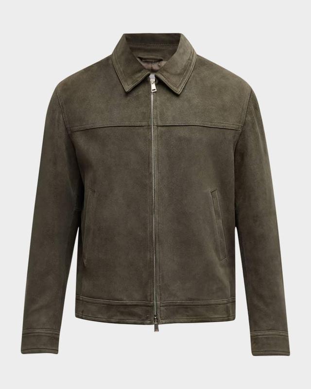 Men's Suede Full-Zip Polo Jacket Product Image