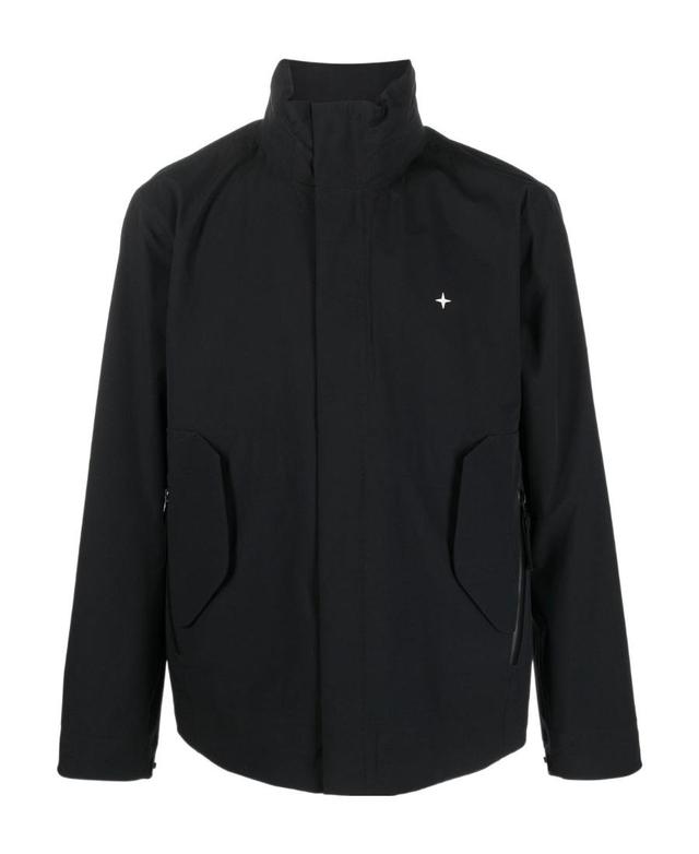 STONE ISLAND High-neck Zip-up Jacket In Black Product Image