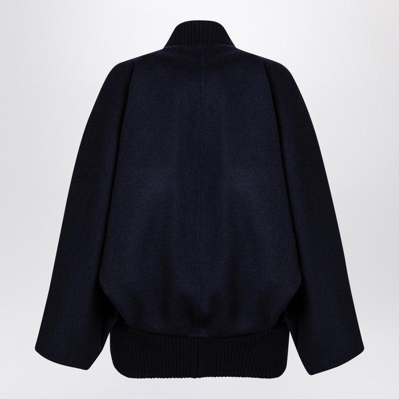 MAX MARA Blue Cashmere Cape Bomber Jacket Women Product Image