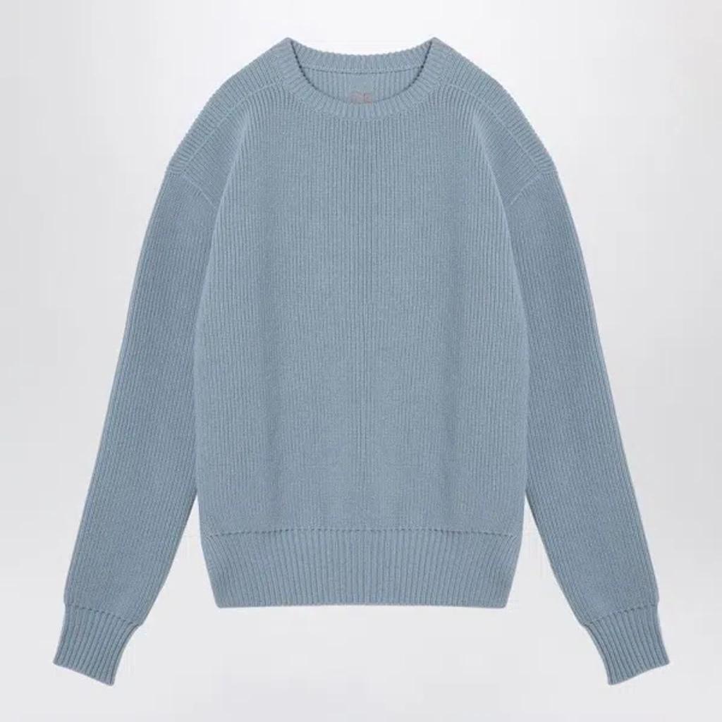 Light Blue Wool Crew-neck Sweater In Gray Product Image