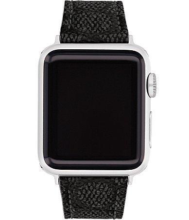 COACH Womens Black Signature Canvas 3840mm Strap for Apple Watch Product Image