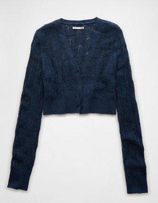 AE Wispy-Knit Cropped Cardigan Product Image