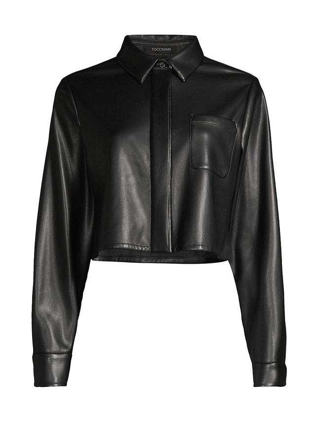 Womens Thalia Cropped Faux Leather Top Product Image