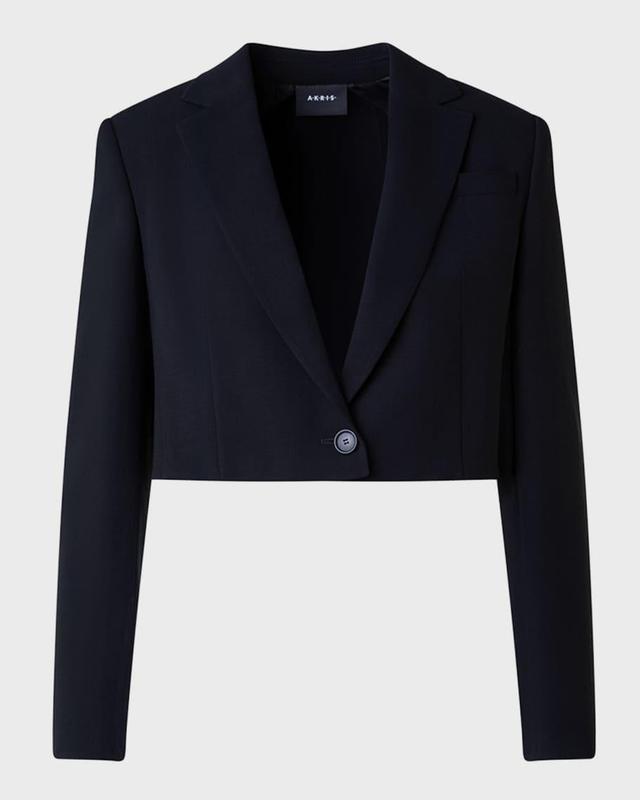 Wool-Blend Cropped Blazer Jacket Product Image