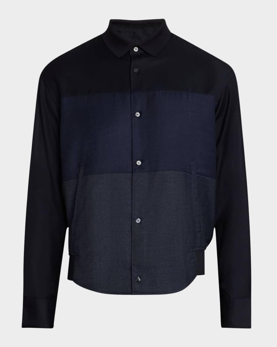 Men's Twill Color Block Sport Shirt Product Image