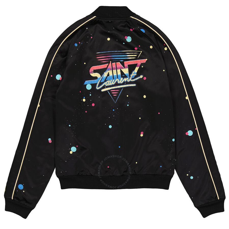 Men's Black Galaxy Logo-printed Bomber Jacket Product Image