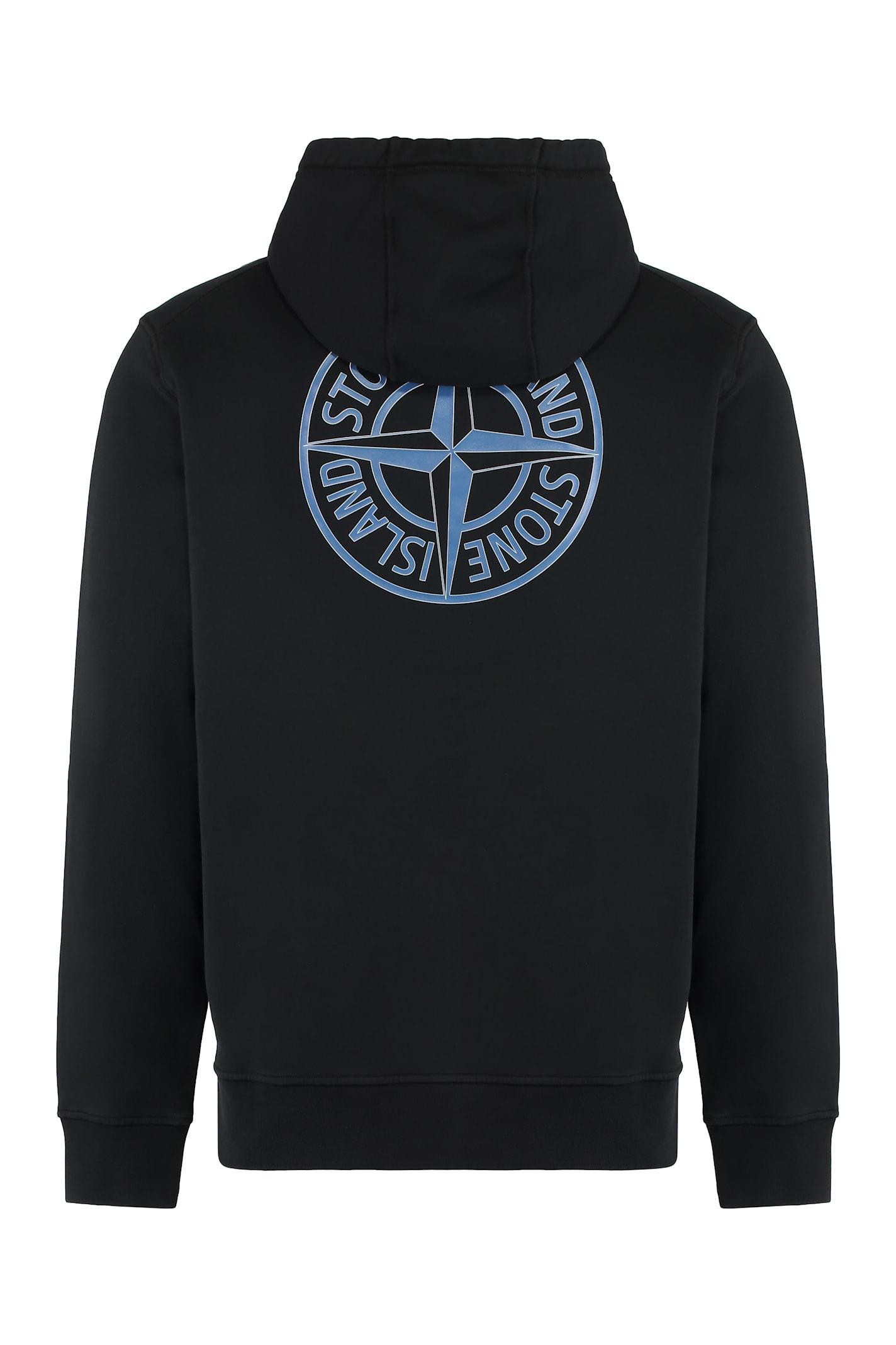 STONE ISLAND Cotton Hoodie In Black Product Image