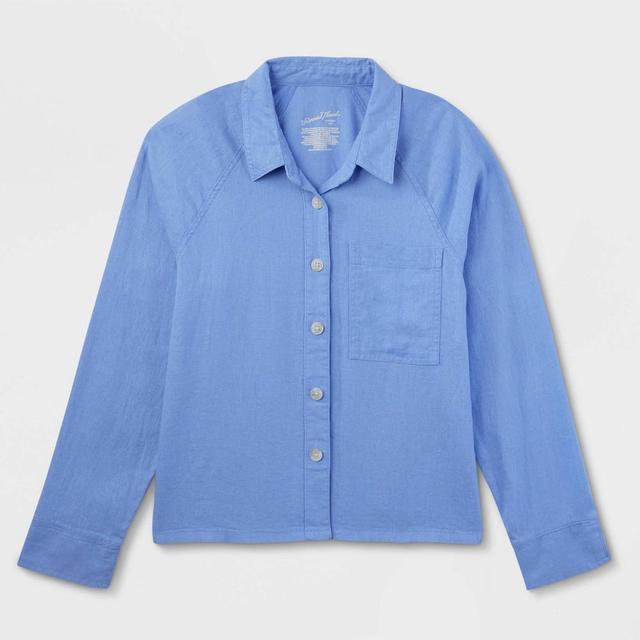 Womens Long Sleeve Adaptive Button-Down Shirt - Universal Thread Blue L Product Image