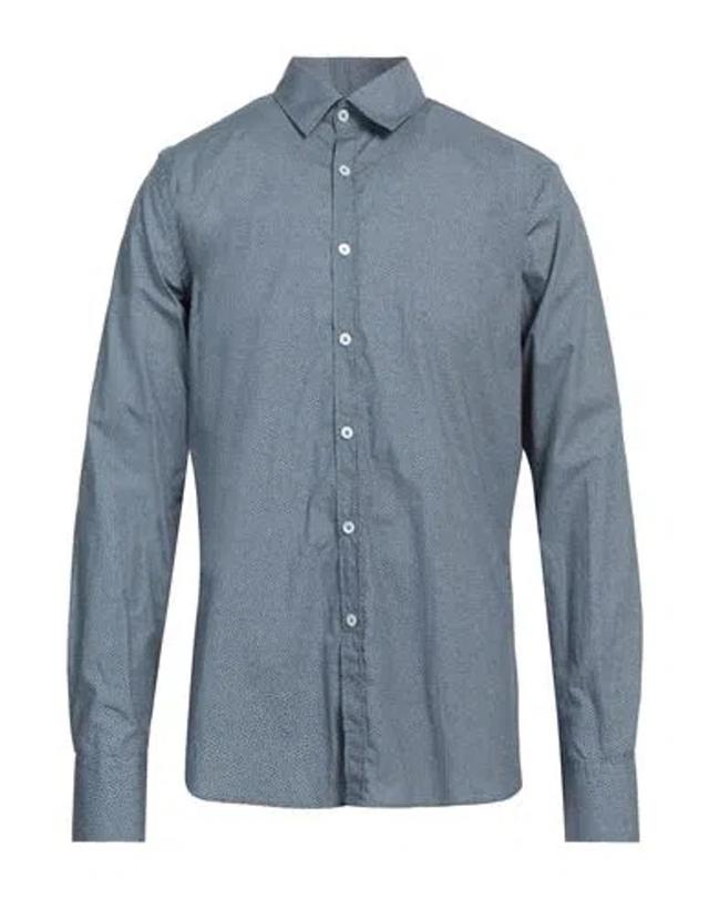 CANALI Man Shirt Slate Blue Size Xxl Cotton Product Image