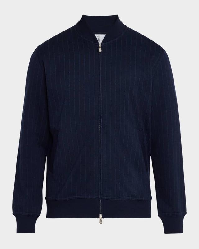 Men's Pinstripe Full-Zip Bomber Jacket Product Image