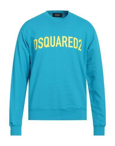 DSQUARED2 Man Sweatshirt Azure Size M Cotton In Blue Product Image