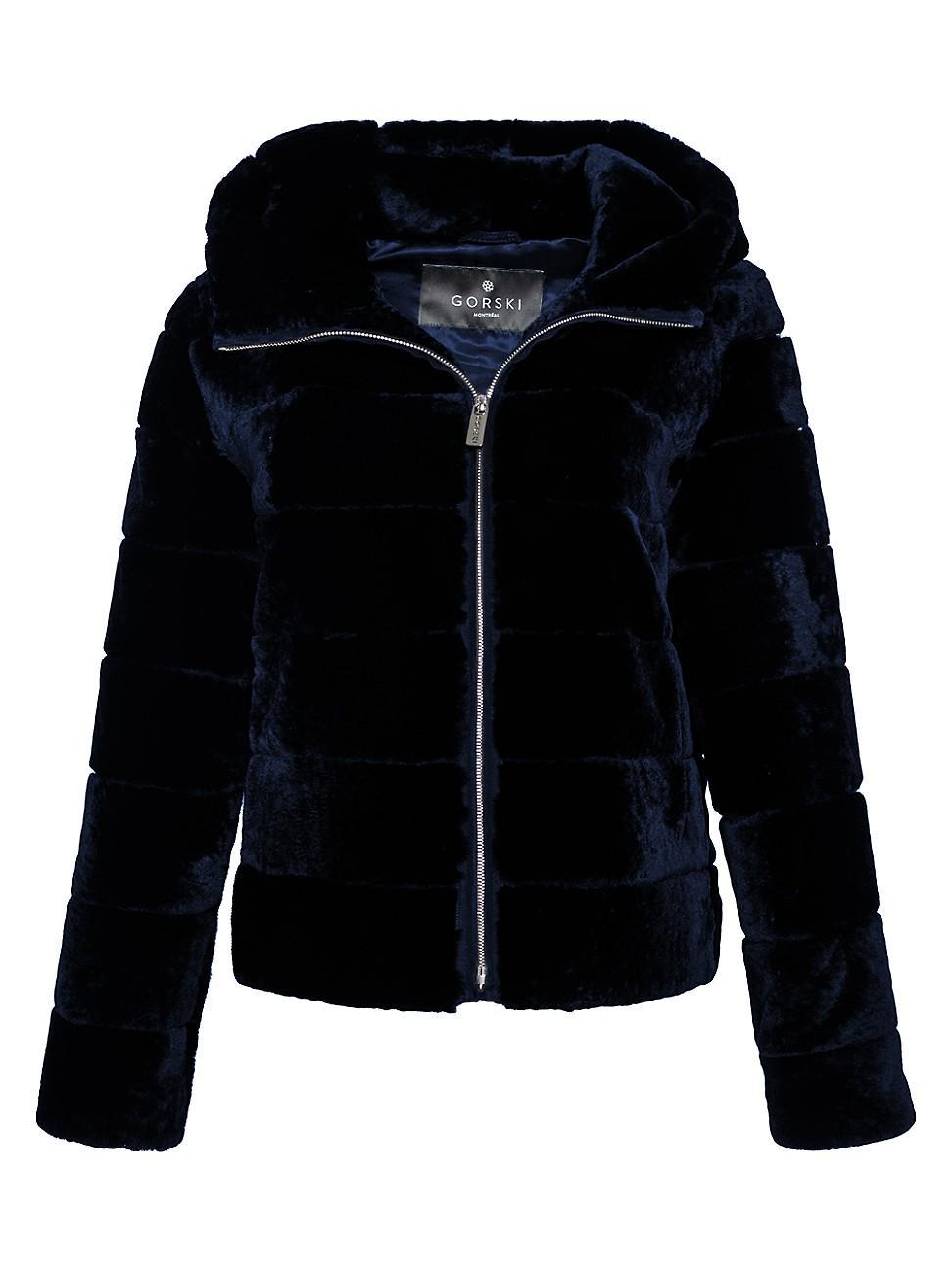 Womens Shearling Lamb Zip Jacket Product Image