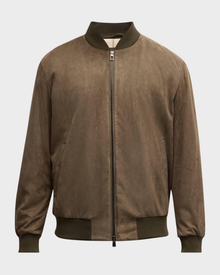 Men's Suede Bomber Jacket Product Image