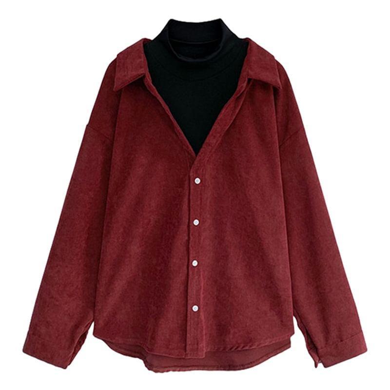 Long Sleeve Lapel Long Sleeve Loose Shirt Product Image