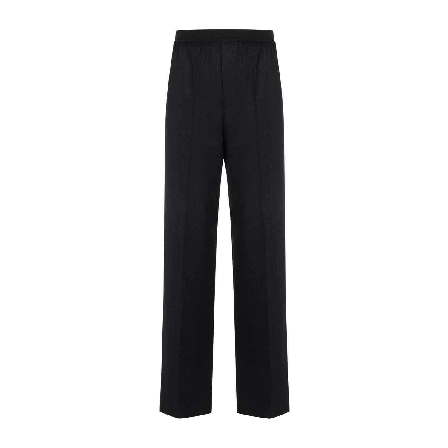 Stripe Black Blue Wool Trousers Product Image