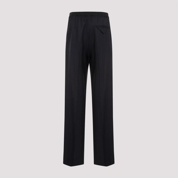 Stripe Black Blue Wool Trousers Product Image