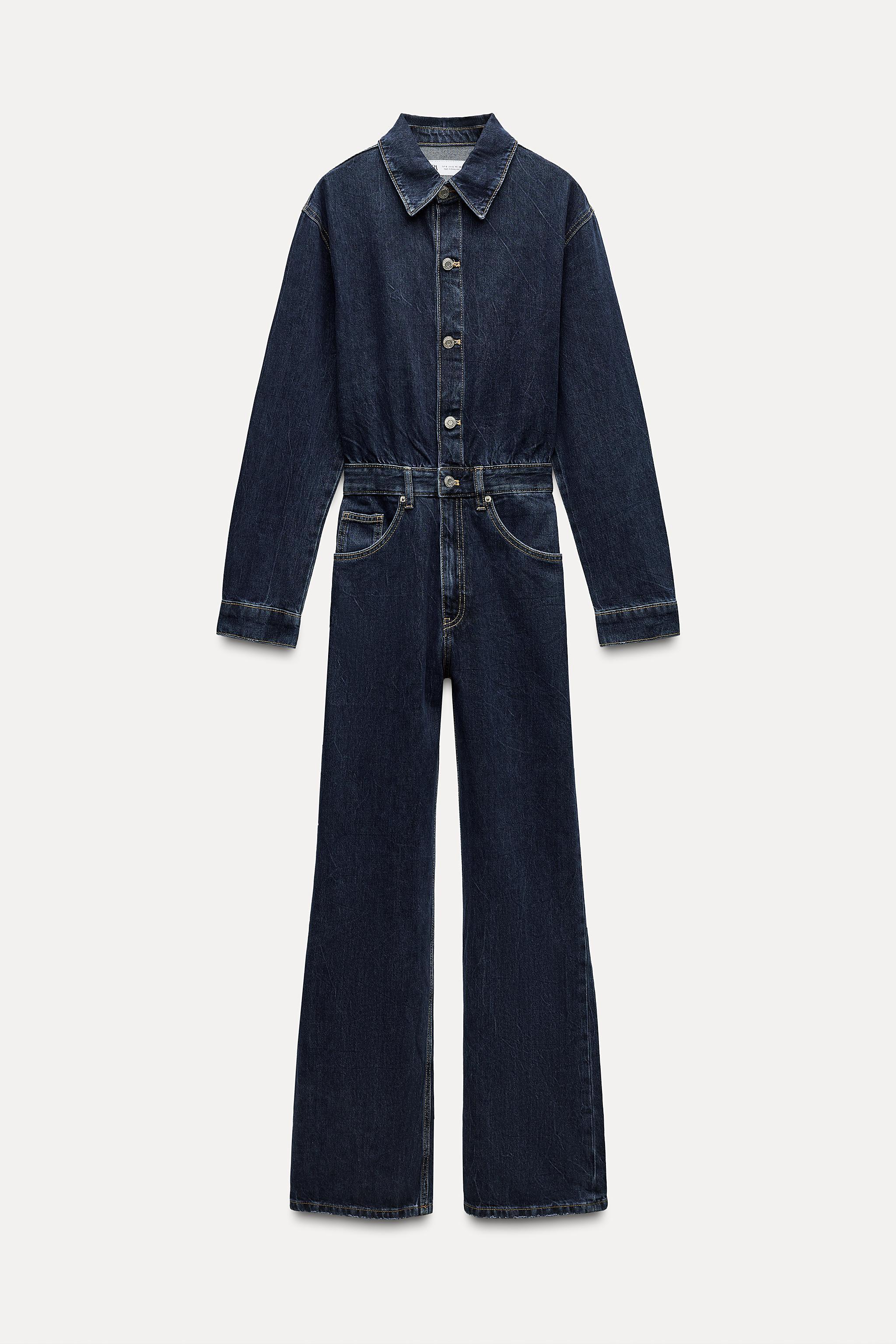 TRF WIDE LEG FULL LENGTH DENIM JUMPSUIT Product Image