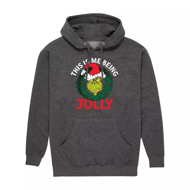 Mens Dr. Seuss Grinch This Is Me Being Jolly Graphic Hoodie Heather Grey Product Image