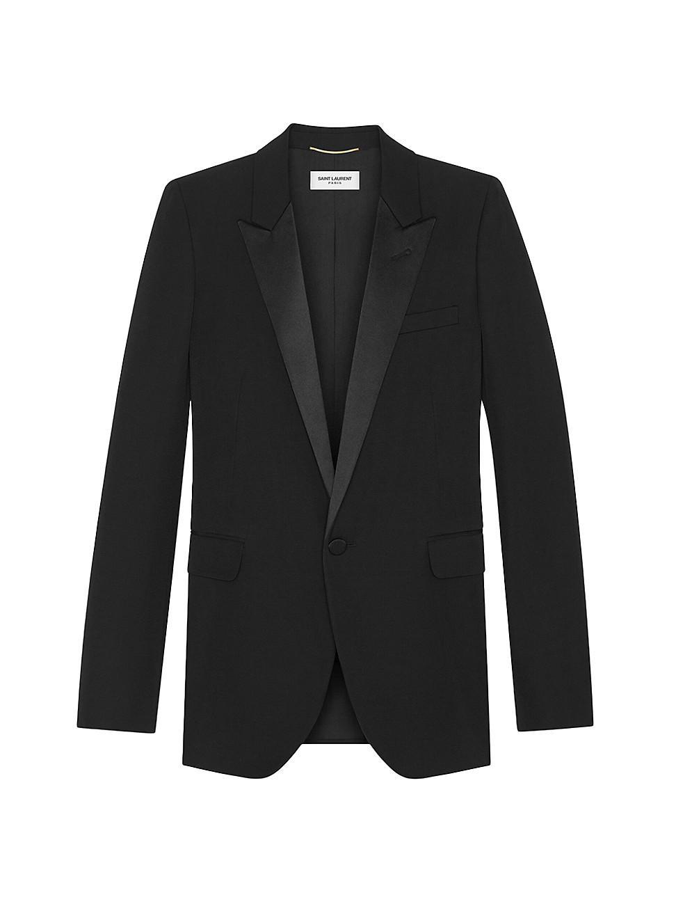 Womens Tube Tuxedo Jacket In Grain De Poudre Saint Laurent Product Image