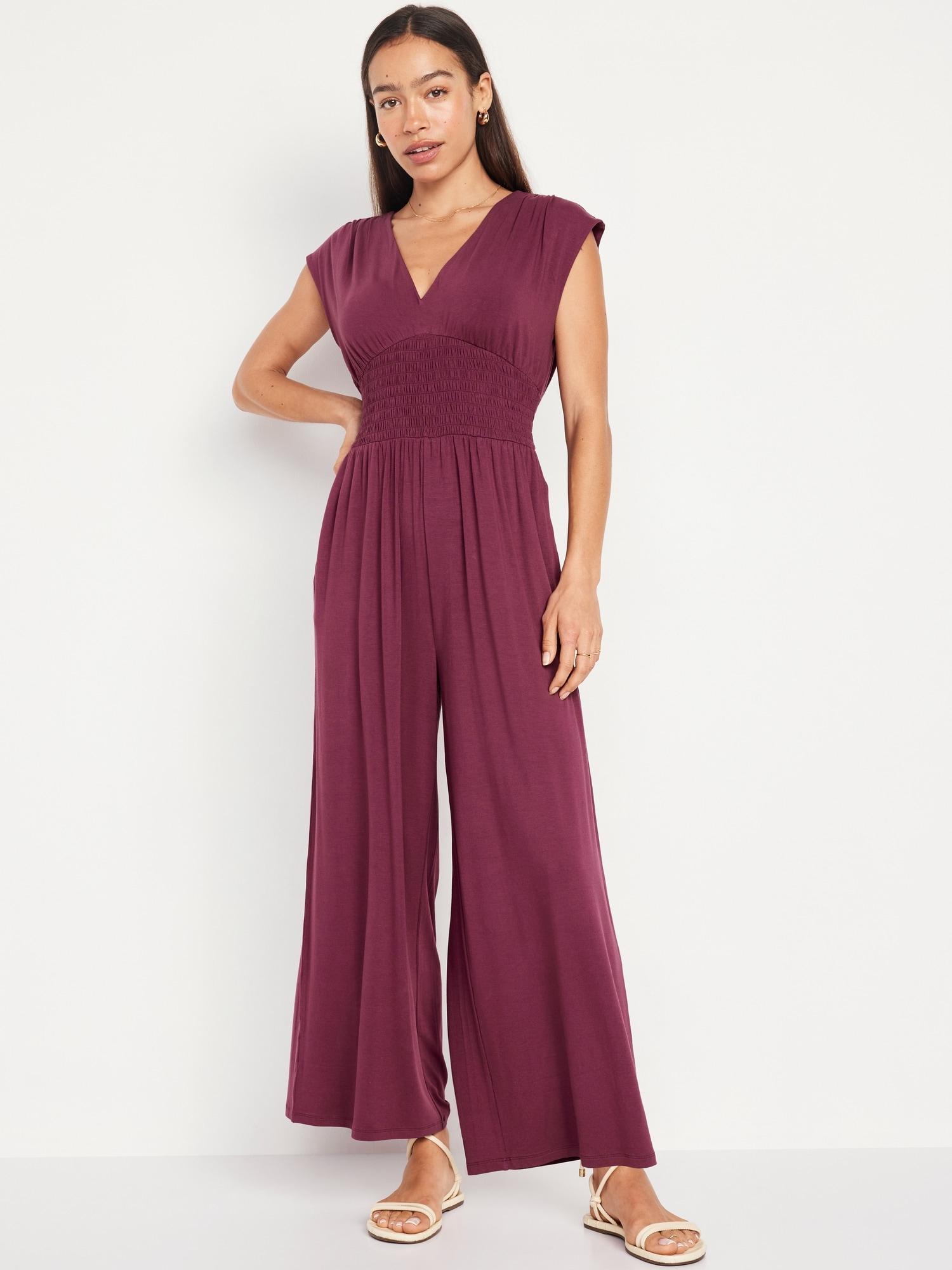 Waist-Defined Shirred Jumpsuit for Women Product Image