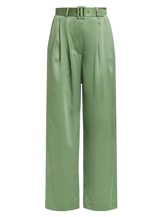 Womens Tuck Wide-Leg Silk Pants Product Image