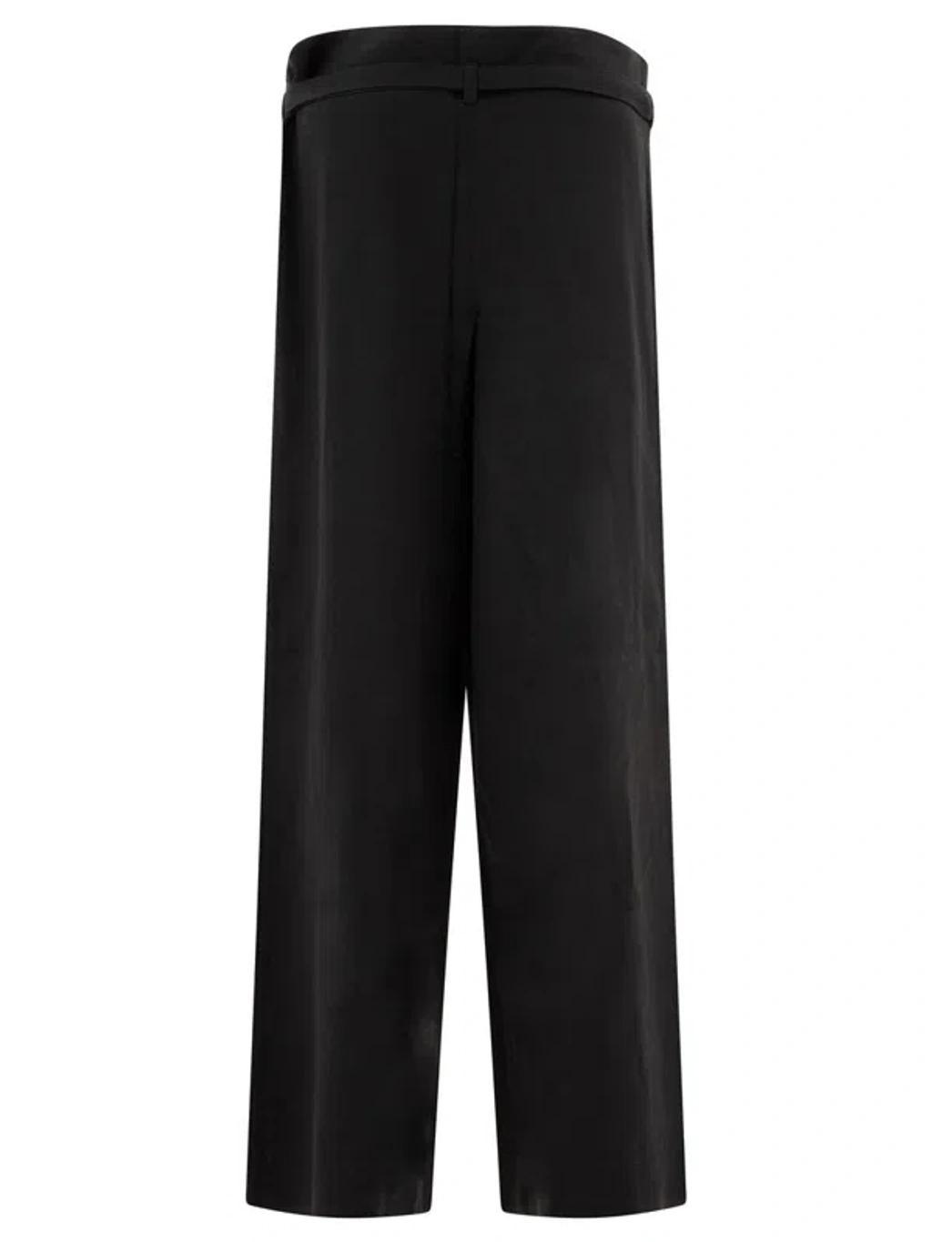 TOTÊME Belted Palazzo Pants In Black Product Image