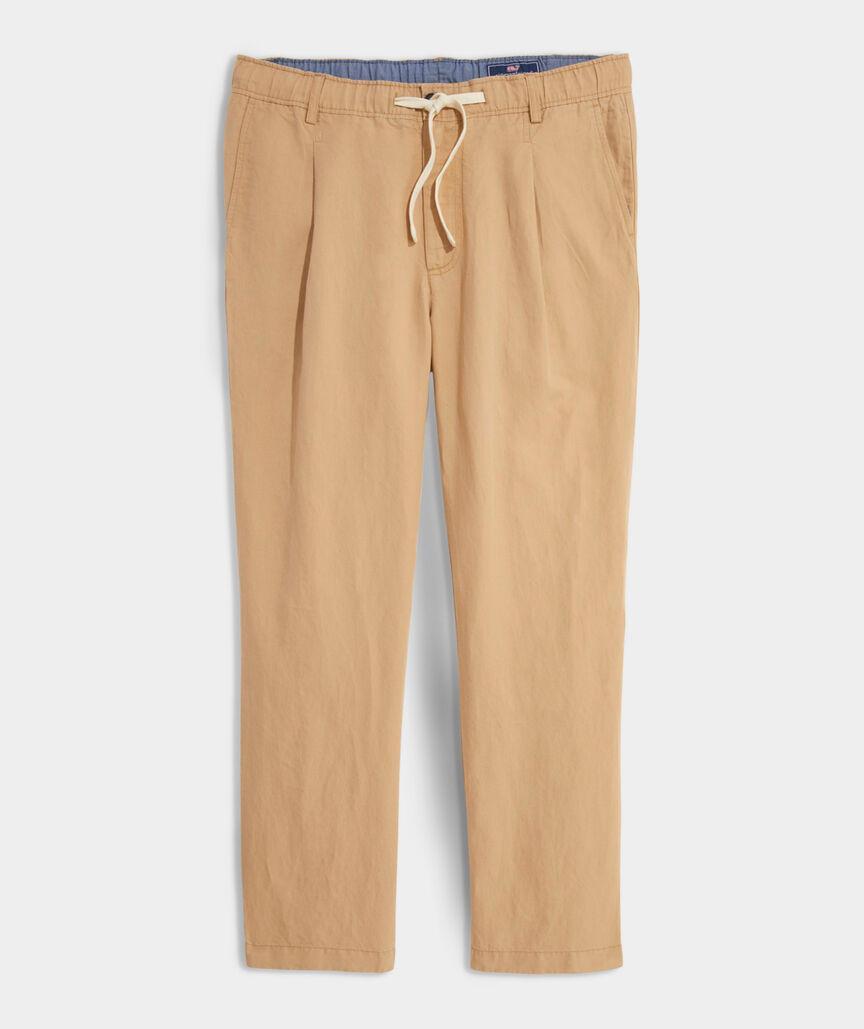 Linen-Cotton Pleated Pull-On Pants Product Image