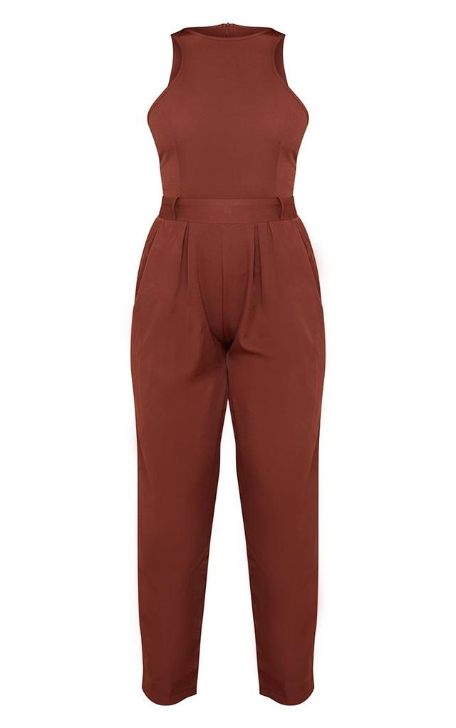 Chocolate Racer Back Pocket Detail Jumpsuit Product Image