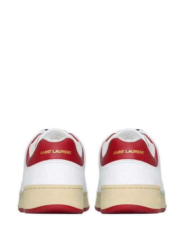 White And Red Low Top Sneakers With Logo Detail In Leather Man Product Image