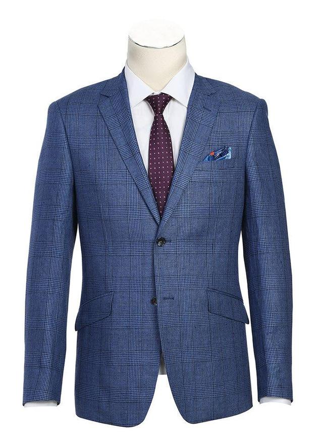 Slim Fit Blazer Summer Blue Linen Sport Coat Product Image