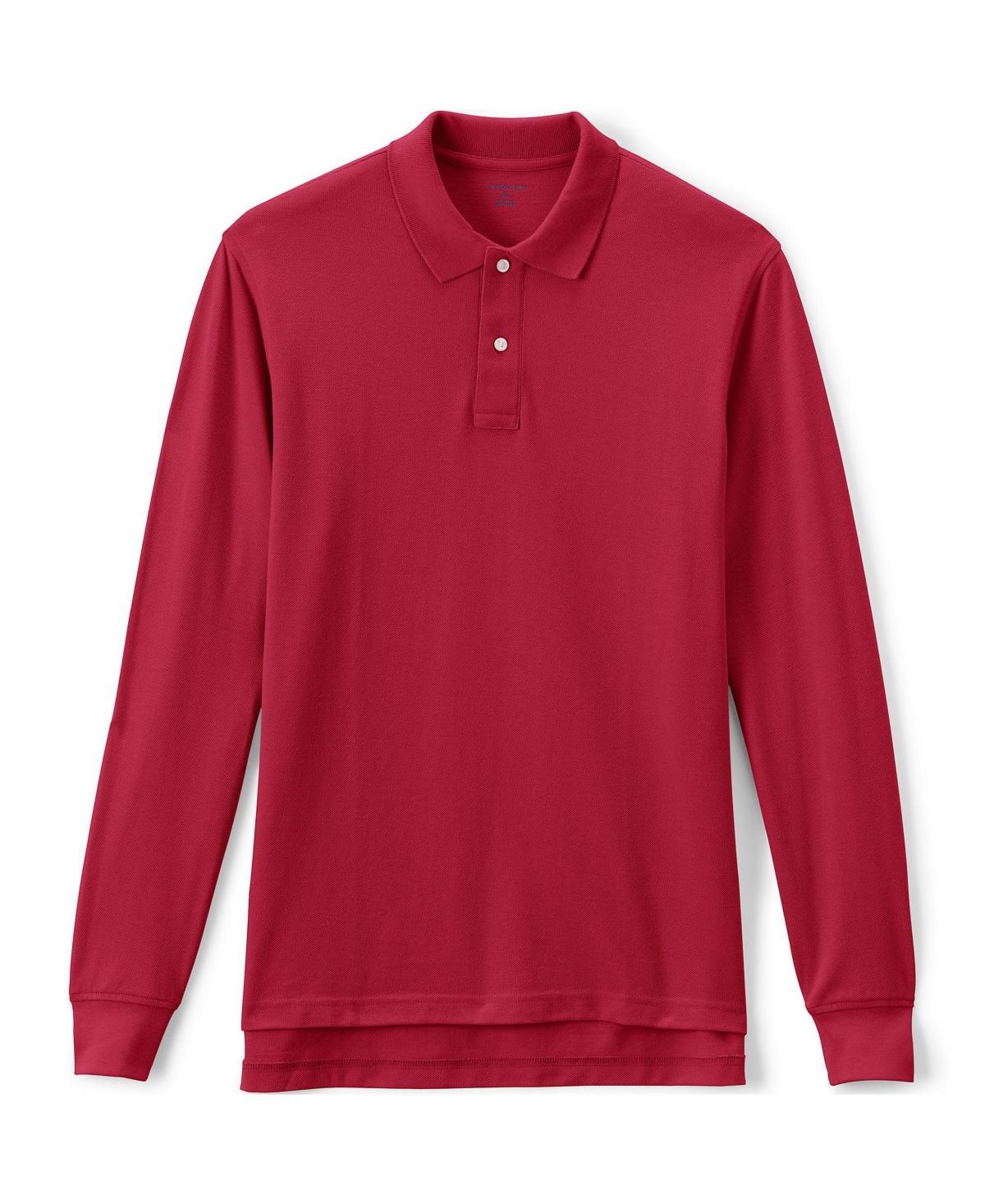 Lands End Mens School Uniform Long Sleeve Mesh Polo Shirt Product Image