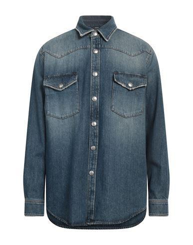 BURBERRY Man Denim Shirt Blue Size L Cotton Product Image