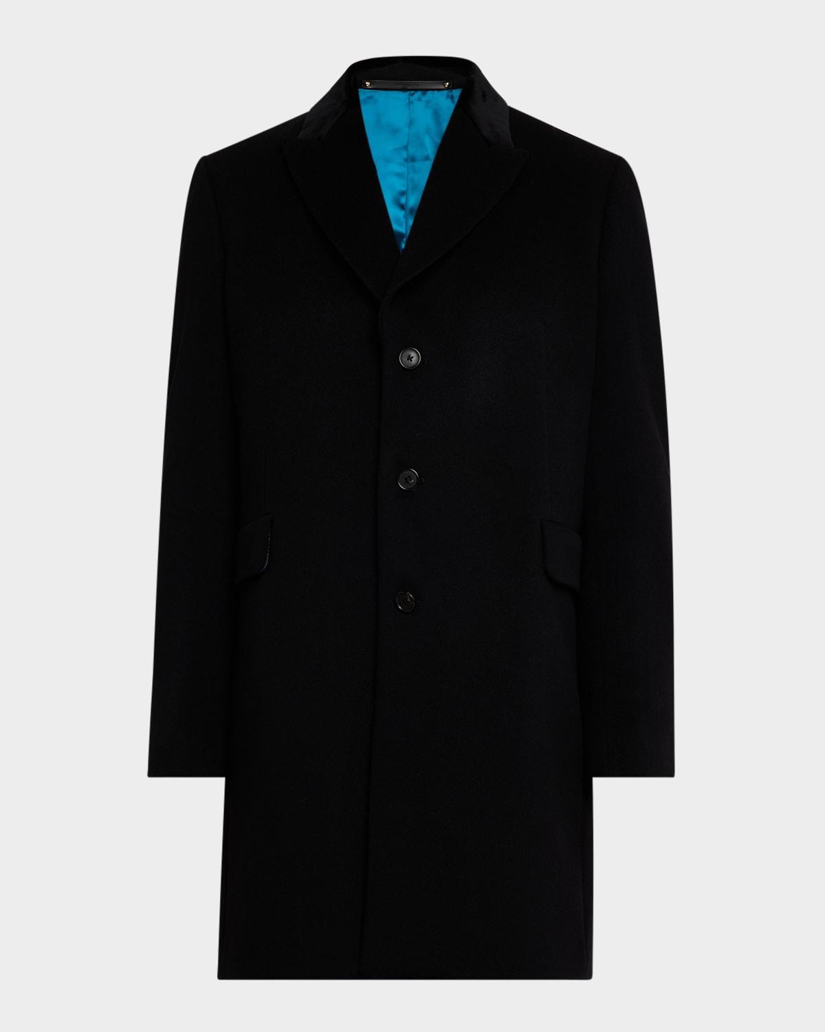 Mens Wool and Cashmere Single-Breasted Overcoat Product Image