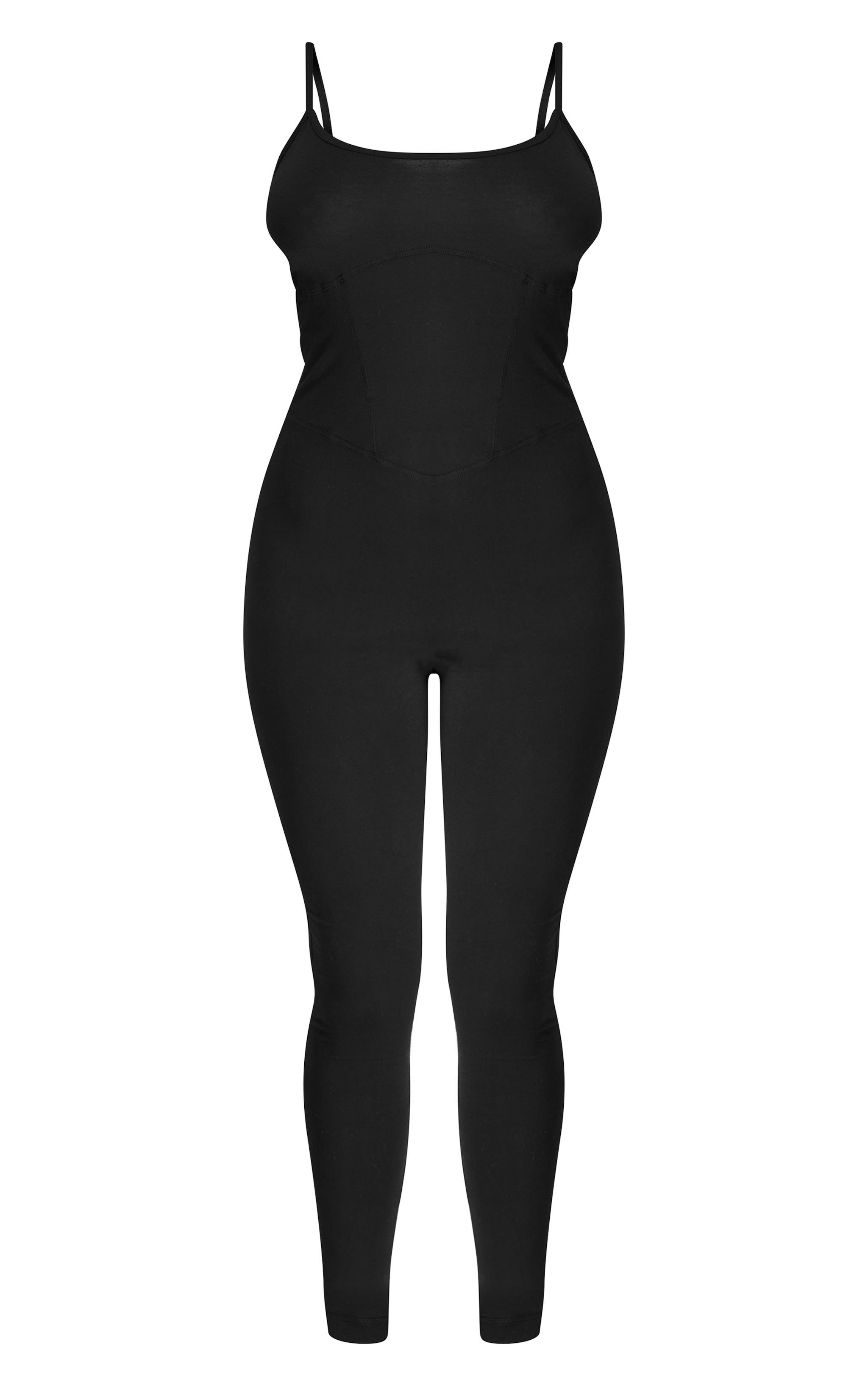 Black Jersey Seam Detail Strappy Jumpsuit Product Image