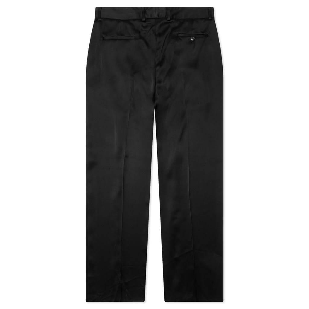 Double Pleat Shiny Trouser - Black Male Product Image