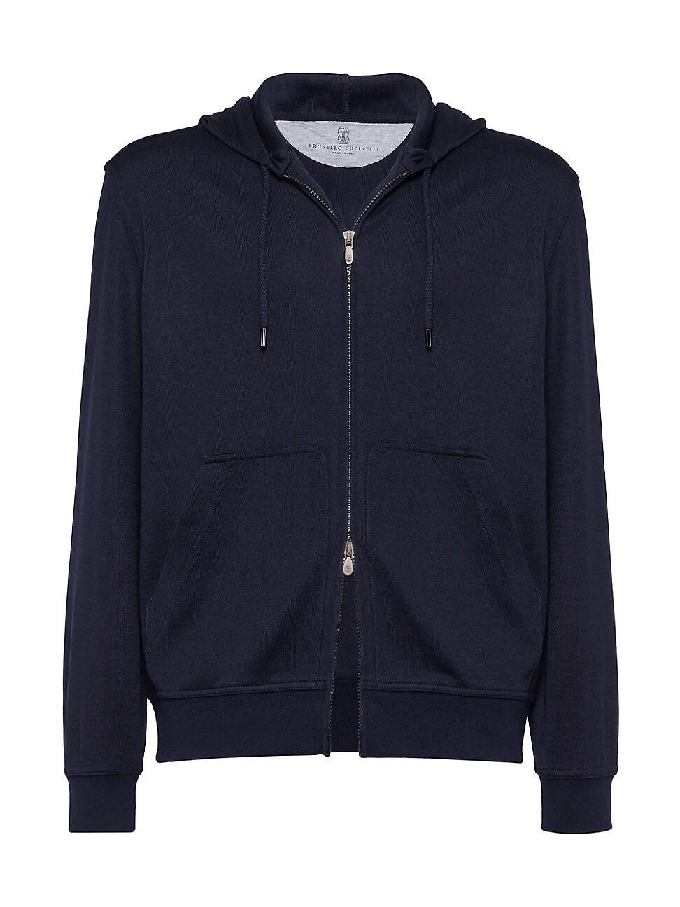 Mens Cashmere and Silk French Terry Hooded Sweatshirt with Zipper Product Image