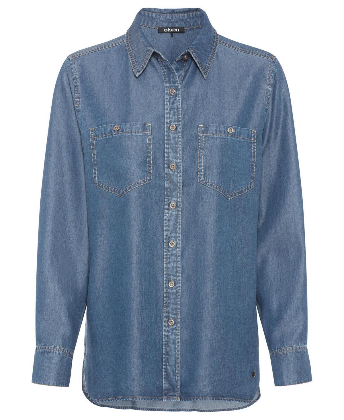 Olsen Womens Long Sleeve Soft Denim Shirt Product Image