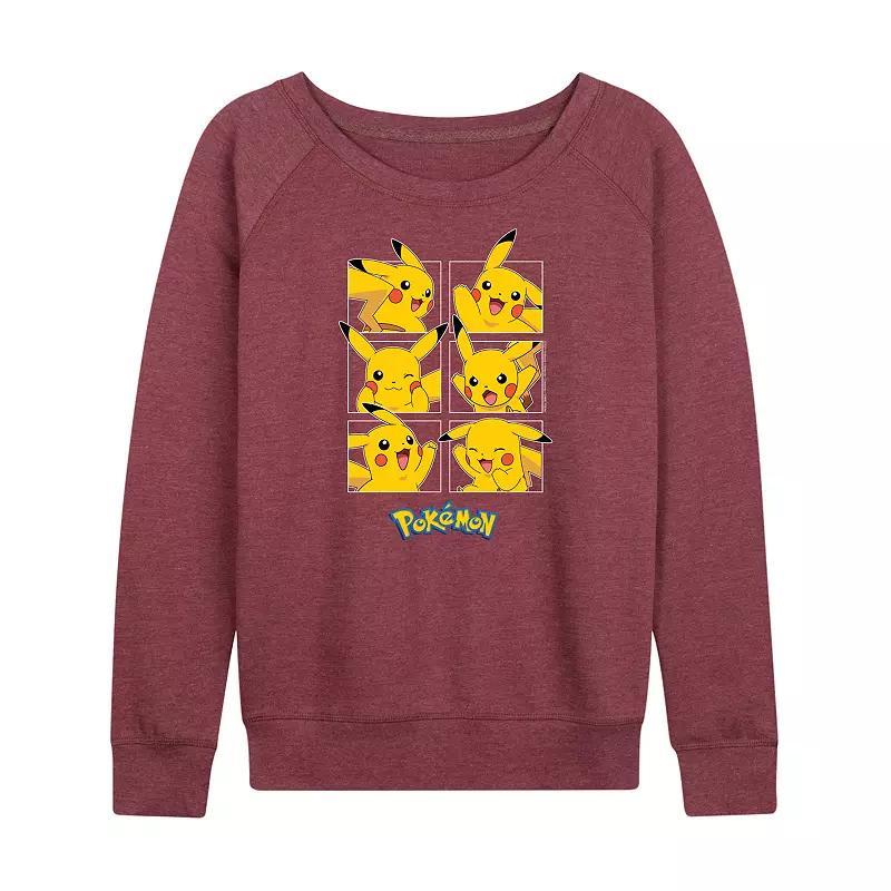 Plus Pokemon Pikachu Grid Graphic Pullover, Womens Grey Indigo Product Image