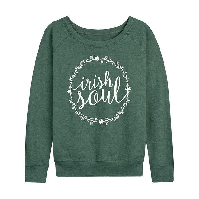 Womens Irish Soul Slouchy Graphic Sweatshirt Grey Green Product Image